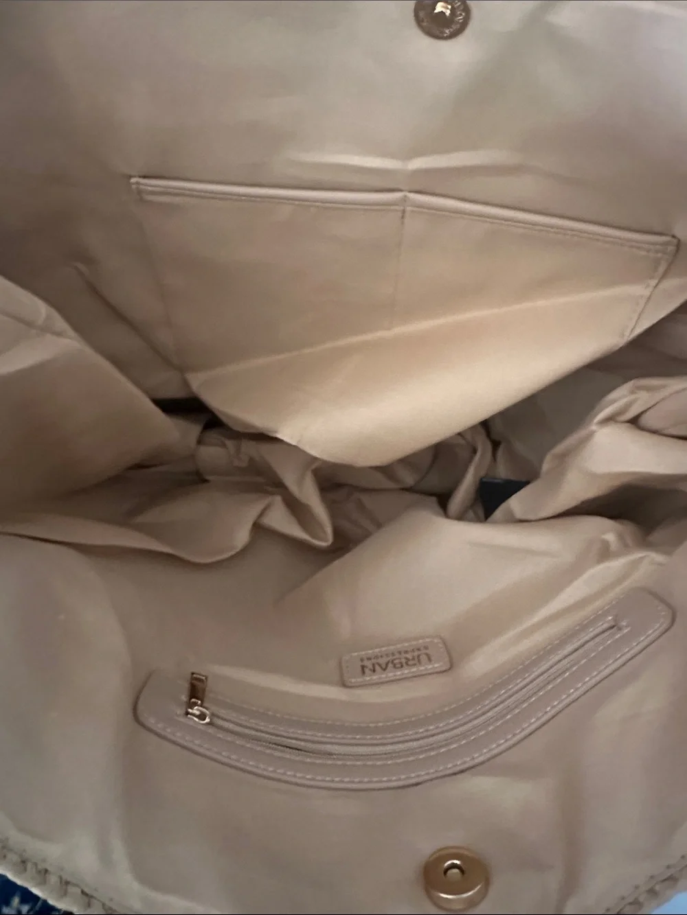 Urban Expresdions Tan Straw Tote with Pearl 'HOLA BEACHES' Lettering